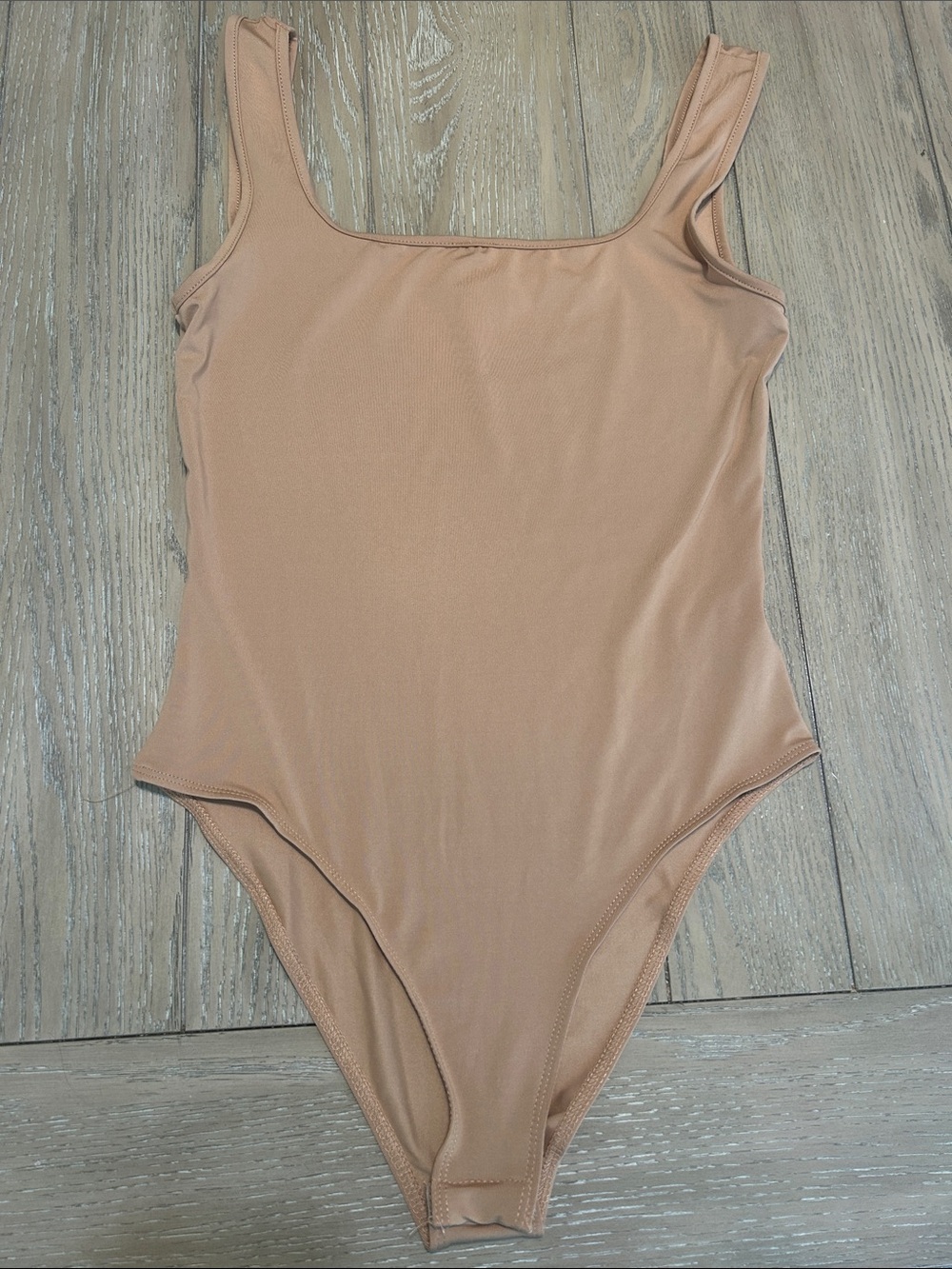 NWT SHEIN Nude/Tan Tank-Style One-Piece Bodysuit Medium